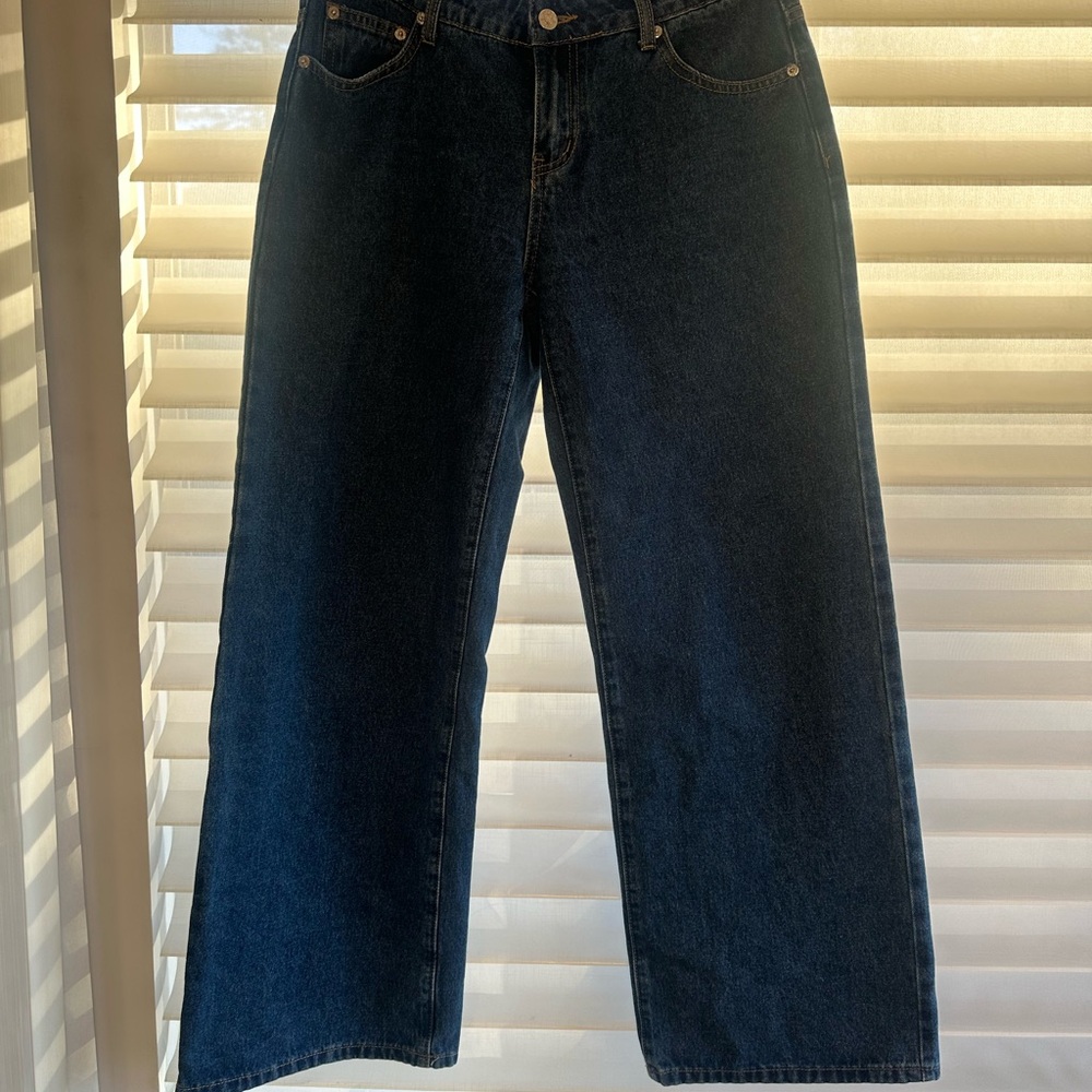 Dark Blue Wide-Leg Jeans